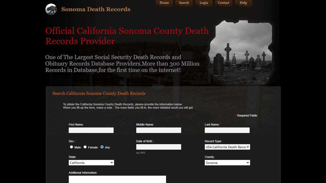 Sonoma County Death Records. Public Records, California State