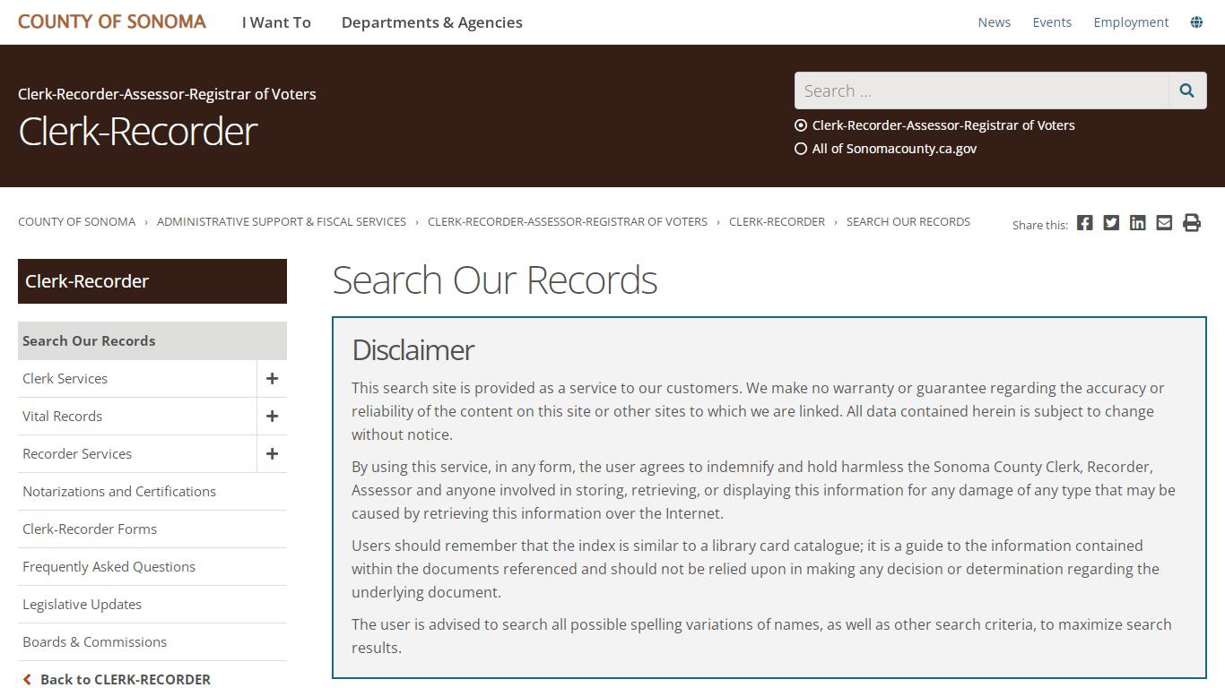 Search Our Records | Clerk - County of Sonoma